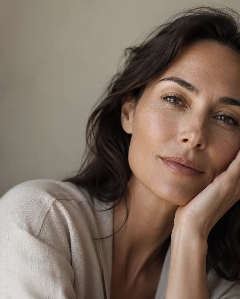 Portrait of a woman resting her chin on her hand