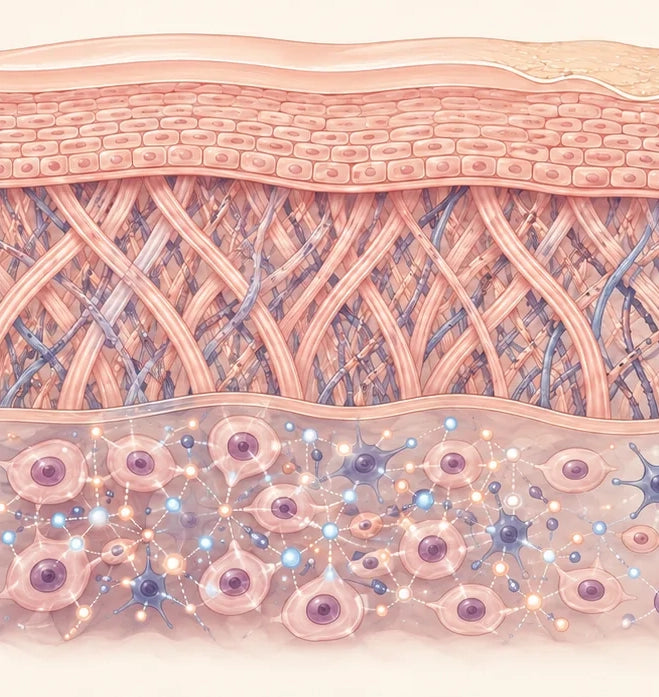 Cross-section of skin showing the surface, structural and cellular layers